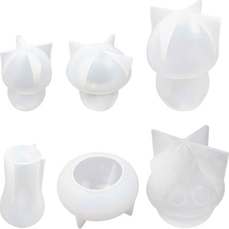 6pcs Moule en silicone, champignon, résine époxy, décoration maison, artisanat DIY (1/5)