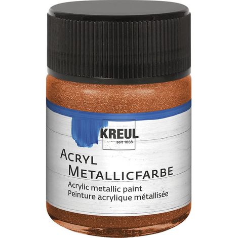 Peinture acrylique métallique, 50 ml verre en cuivre, peinture acrylique glamour à effet métallique à base d'eau, couvrante, crémeuse, séchage rapide et résistante à l'eau (1/4)