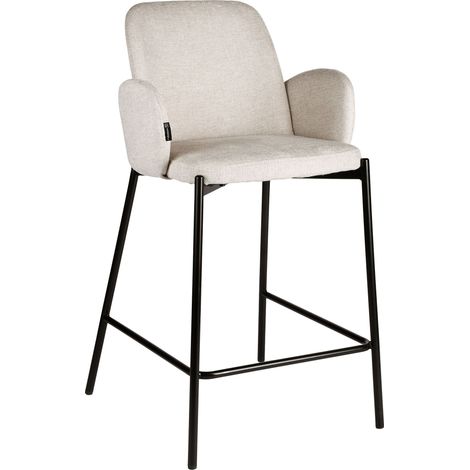 Tabouret de bar Gusto demi-taille, tissu beige (1/5)