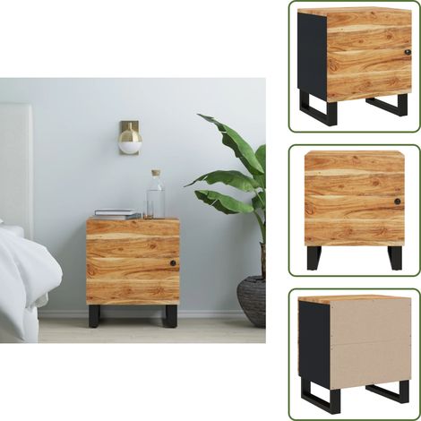 Almacenamiento - vidaXL Mesita de noche de madera maciza de acacia 40x33x46 cm - Muebles industriales