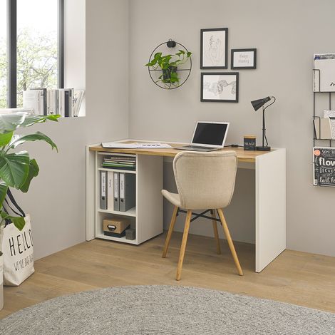 Büromöbel Set weiß mit Eiche CRISP-61 modern 2-teilig mit Schreibtisch (1/5)