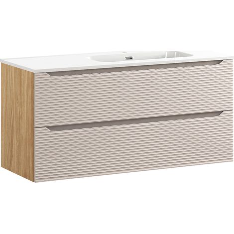 Mobile bagno con lavabo Elora beige e marrone droite
