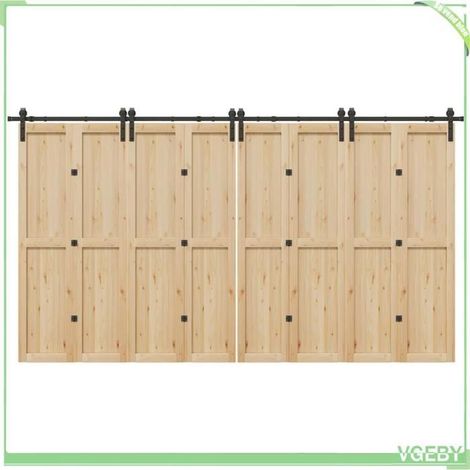 Kit de quincaillerie pour porte coulissante - 3295804 - Rail 400 cm - Acier enduit de poudre noir - Capacité 100 kg (1/5)