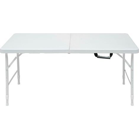 Table pliante de loisirs réglable en hauteur, résistante à la rouille, pour usage extérieur et intérieur, blanche (1/5)
