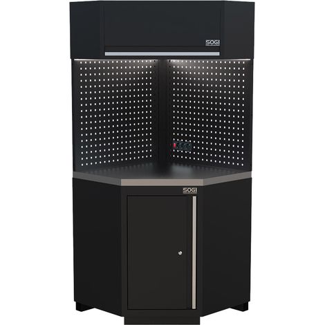Angolo completo autoportante in lamiera SOGI ARR-OFF-ANG per officina e garage - piano in acciaio inox - 810x810x2000 mm (1/2)
