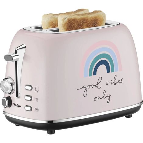 [NEUWERTIG] B-Ware Trisa Good Vibes Toaster Brotröster Toaster Print Zwei Scheiben Toaster Schwarz