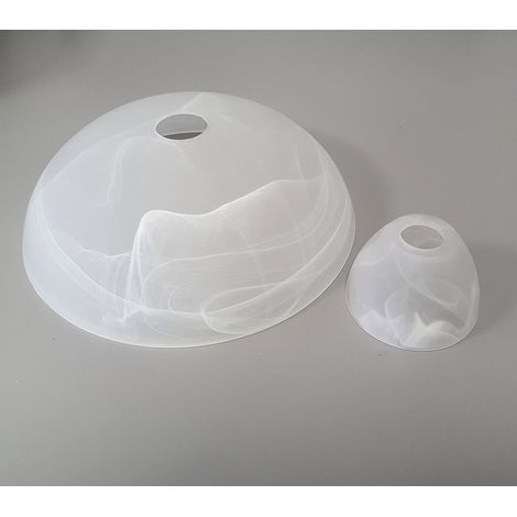 Verre de rechange pour projecteur - Kit complet - Couleur albâtre - Abat-jour en verre de rechange pour lampadaire, plafonnier, lampe de lecture et plafonnier - Compatible avec douille E14/E27 avec (1/5)