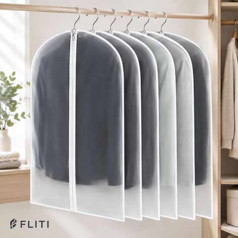 Housse Vetement Penderie Lot de 6 (60x100 cm) - Housses de Vêtements Transparentes et Solides avec Zip Renforcé, Anti-Poussière et Imperméable pour Costumes, Chemises et Manteaux (1/5)