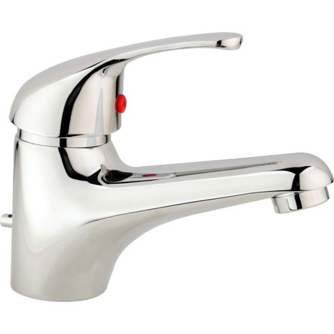 Robinet salle de bain mitigeur de lavabo bas chromé vidage inclus