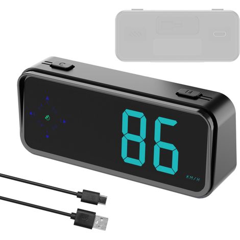 Sistema GPS con pantalla frontal, velocímetro digital (km/h/mph) y LED a color, reloj, indicador de dirección, alarma de exceso de velocidad (para automóviles, camiones, SUV, autocaravanas)