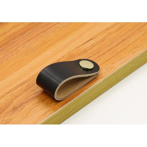 BEBUSINGOTO tiradores de cuero para armarios, cajones y muebles, color negro. (1/5)