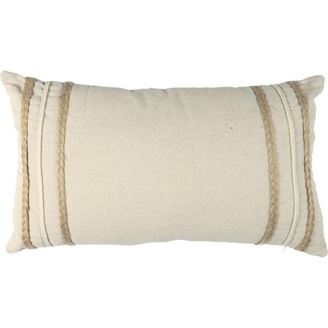 Coussin Beige et Blanc Tressé 30x50cm (1/5)
