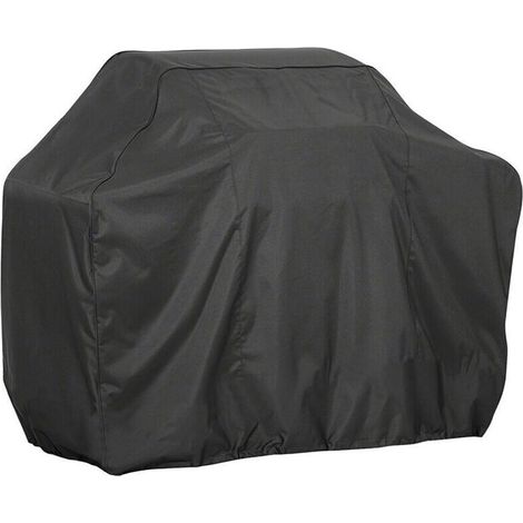 Asupermall Housse de barbecue 210D imperméable Résistante aux déchirures Cordon de serrage réglable 145x61x117cm Couleur noire (1/5)