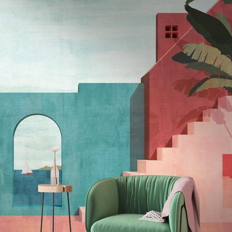 A.S. Creation Livingwalls Fototapete The Wall III 398891 Eine Rolle Ein Motiv 212 x 280 cm Blau Rot Rosa (1/4)
