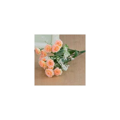Strauß aus 15 künstlichen Rosen, Weihnachtsdekoration (hellrosa) - Crezuo