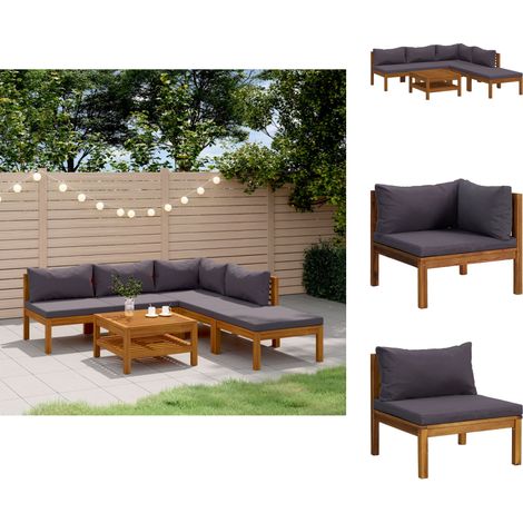 Gartenmöbel-Sets - Living 6-tlg. Garten-Lounge-Set mit Auflage Massivholz Akazie (1/5)