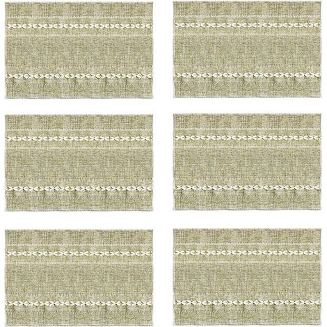 Manteles individuales, 6 piezas, Poliéster, Posavasos, Tejido, Resistente al calor, Lavable, Estilo bohemio, Decoración de mesa, 4530cm, Verde (1/5)