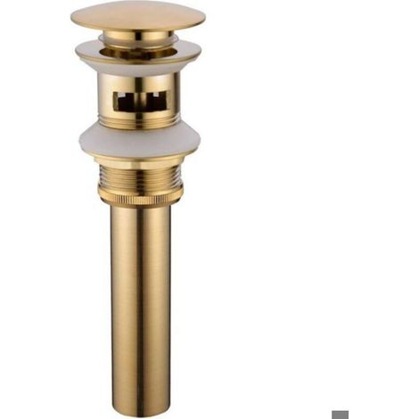 Bonde De Lavabo - Laiton Massif - Finition Or Brossé - Raccord G 1-1/2" BSPP - Avec Trou De Débordement - 1 Pièce (1/4)