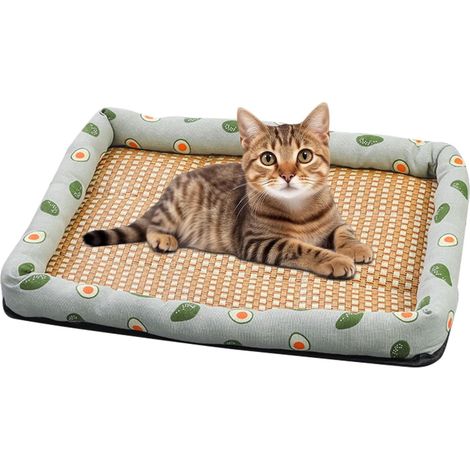 Tapis rafraîchissant pour chien  Tapis rafraîchissant pour animaux de compagnie en rotin – Tapis de couchage pour chiens et chats – Coussinets glacés d'été, fournitures pour animaux de (1/3)