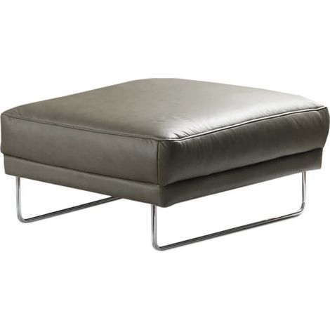 Pouf Spencer en tout cuir italien haut de gamme vachette, coloris gris