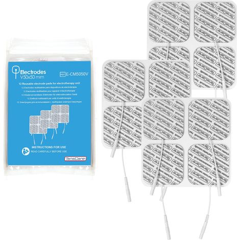 TensCare ECM5050V - Cuscinetti riutilizzabili per elettrodi, 50 x 50 mm, confezione da 12 (1/5)