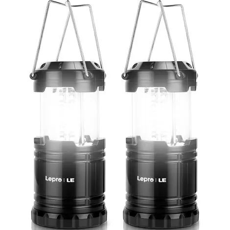 Lampe de camping LED portable, lanterne LED étanche à piles, lanterne de camping pour projets de bricolage, cave, tente, éclairage de secours, lot de 2 (1/3)