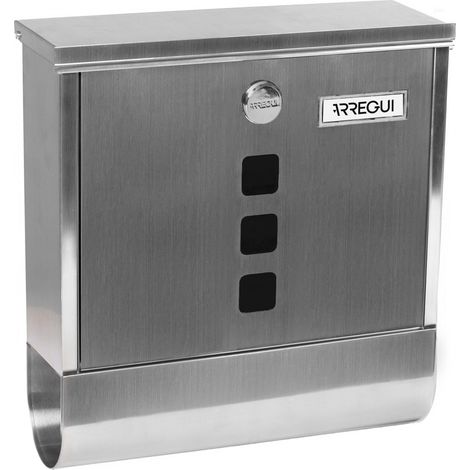 Boîte aux Lettres Individuelle en Acier Inoxydable avec Porte-journaux, Taille M (Format A4), Boîte aux Lettres avec Serrure Couverte, Porte-Carte et Porte-journaux, INOX (1/5)