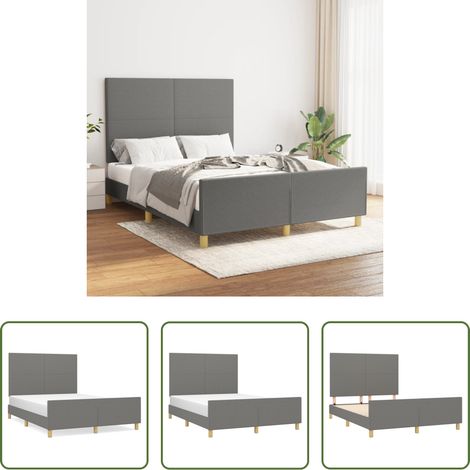 Kopfteil - Bettgestell ohne Matratze Dunkelgrau 140x190 cm Stoff (1/5)