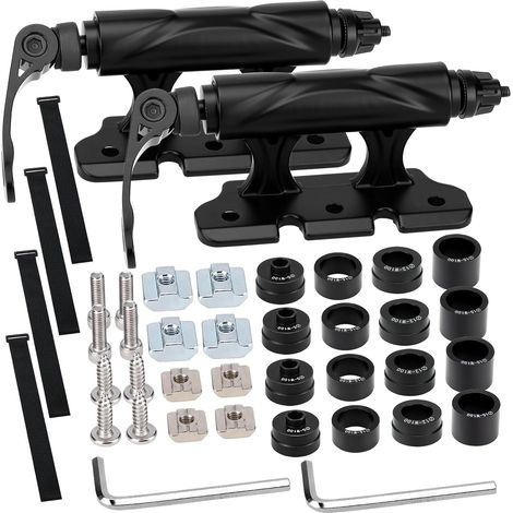 Support de Fourche Vélo en Alliage d'Aluminium, Support de Fixation de Fourche Vélo avec Serrage Rapide et axe traversantfourche,Support Velo Voiture pour Rail Aérien/Remorque (1/5)