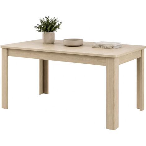 Fester Tisch Olgiate, 8 Plätze, Abgerundete Ecken, Rechteckig, 160x91x77h cm, Braun Eiche