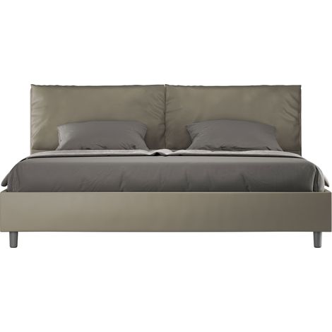 Letto Matrimoniale King Size 200x210 cm Senza Rete Imbottito in Similpelle Antea Large Cappuccino (1/5)
