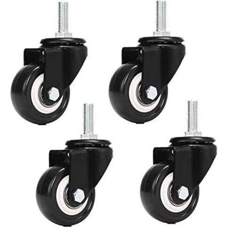 Aiperq M8x25mm 4 pièces de support de charge 240 kg chariot roulette tournante PU meubles poudre remplacement (sans roulettes de frein) (1/4)