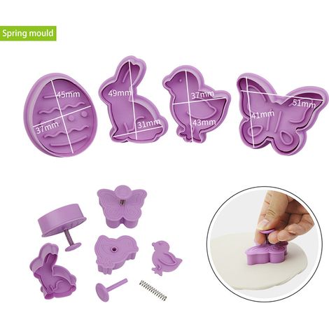 4 emporte-pièces Pâques DIY forme animale mignonne, moule à biscuit découpe fondant (1/5)