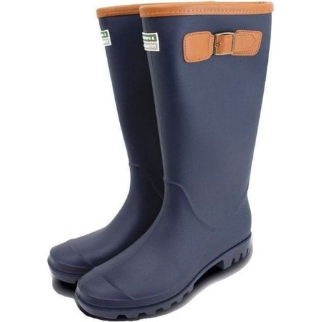 Burford Fleece Lined Wellington Boots Navy - Size 10 -TFW6656