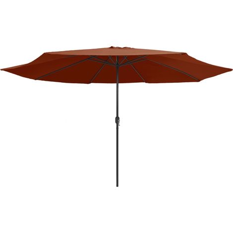 Parasol d'extérieur, Parasol pour Balcon Jardin Plage Terrasse, avec mât en métal 400 cm Terre cuite OIB6804E (1/5)