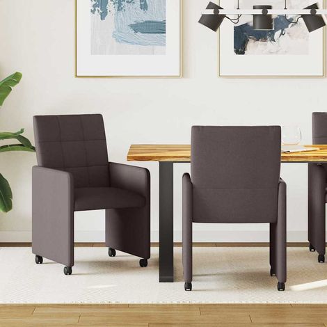 Esszimmerstühle mit Rollen 2 pcs Dunkelbraun 58 x 65 x 94 cm (1/5)