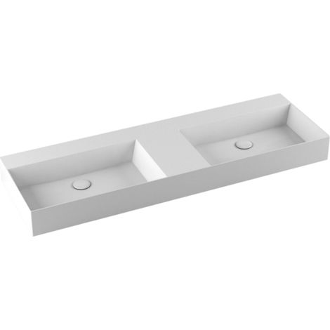 Lavabo Elegance sospeso/appoggio 142x45 due vasche senza foro in