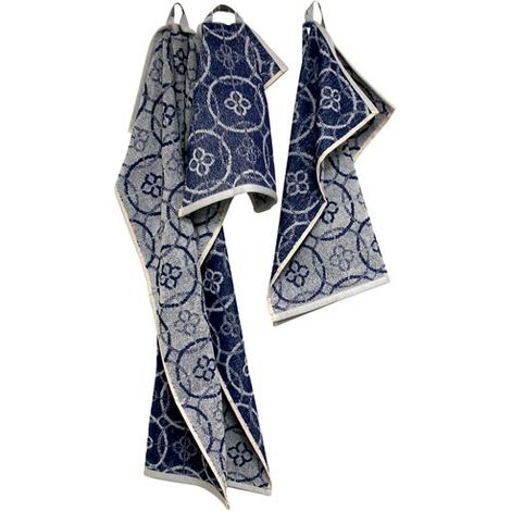 Lote de paños de cocina 3 tamaños Jacquard azul - Tissages De Beaulieu