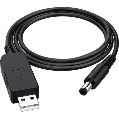 Câble Convertisseur Elévateur de Tension USB DC 5V vers DC 12V Câble d'alimentation USB avec Prise DC 5.5 x 2.5mm ou 5.5 x 2.1mm, Câble USB 5V vers DC 12V (100cm) (1/5)