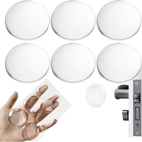 Wall Protector Door Stop - Self-Adhesive Transparent Protectors 6-Pack (1/4)