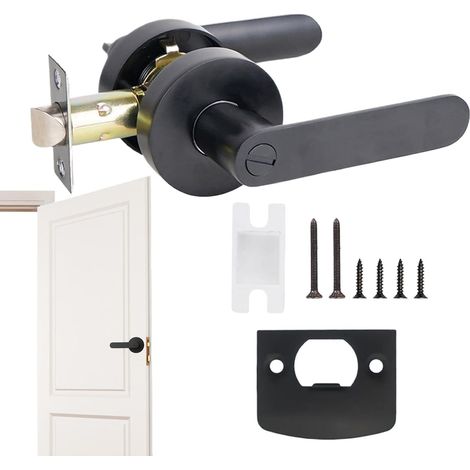 Poignée De Porte Passage Serrure à levier sans clé à condamnation Bouton Leviers Poignées Pour Chambre Et Salle De Bain Serrure Bouton Privée Sans Clé Pour Chambre (1/5)