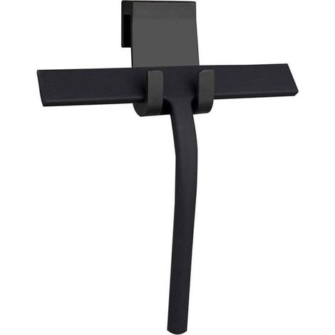Tergivetro per doccia con supporto a parete, tergivetro per finestre del bagno da 21 cm con lama in silicone, tergivetro professionale per la pulizia di auto, vetri e specchi, nero