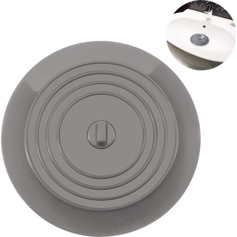Bouchon de baignoire Bouchon de vidange Bouchon de bain Bouchons de baignoire Bouchon de baignoire en caoutchouc Couvercle de vidange d'évier de cuisine pour baignoire, gris (1/5)