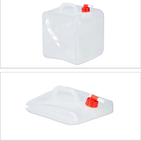 Lot de 4 bidons pliables transportables 20 x 28,5 x 32 cm pratique pour camping festival en plastique transparent (1/4)