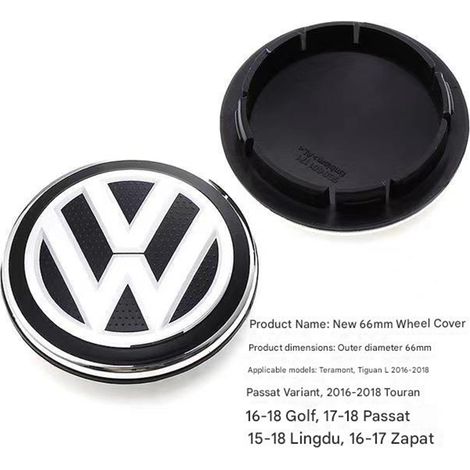 1x Cache Moyeu de Roue 66mm Grain de Riz Compatible Volkswagen - Enjoliveur Central Anti-Poussière Bora Jetta Passat Polo Golf - Noir
