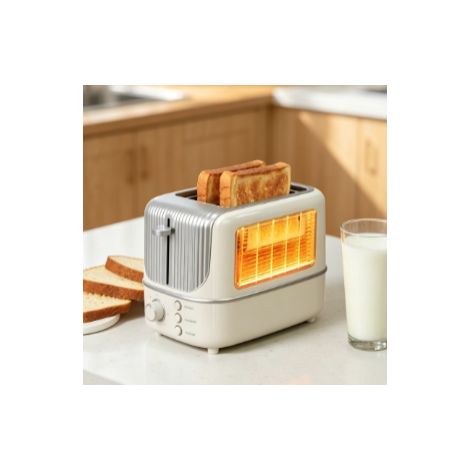 Grille‑pain automatique blanc crème multifonction machine à sandwich petit format appareil de petit‑déjeuner pour usage domestique cuisine (1/5)
