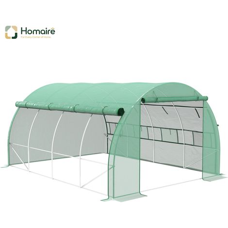 HOMAIRE Foliengewächshaus Polytunnel begehbar mit UV-Schutz und aufrollbaren Abdeckungen aus Stahl für Garten & Pflanzen