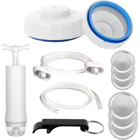 Kit de mise sous vide pour bocaux Mason - Scelleuse de bocaux compatible avec la machine de mise sous vide Foodsaver, kit de tuyau d'accessoires (avec pompe à vide manuelle) (1/5)