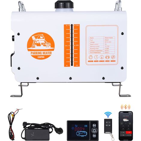 Chauffage diesel tout-en-un 5-8kW, 12V/24V, contrôle Bluetooth et télécommande, écran intégré, alarme CO, chauffe rapide pour véhicules et extérieur. (1/5)