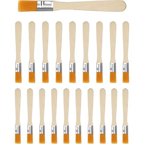 Pinceau Peinture Plat - 20 pcs Peinture Poils à épousseter Pinceau Bois pour la Peinture Les Taches Le Vernis la Colle Activités Artisanales Imprimerie dessiner des graffitis (1/5)